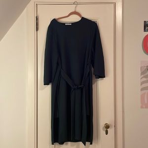 Hunter green dress with buckle design